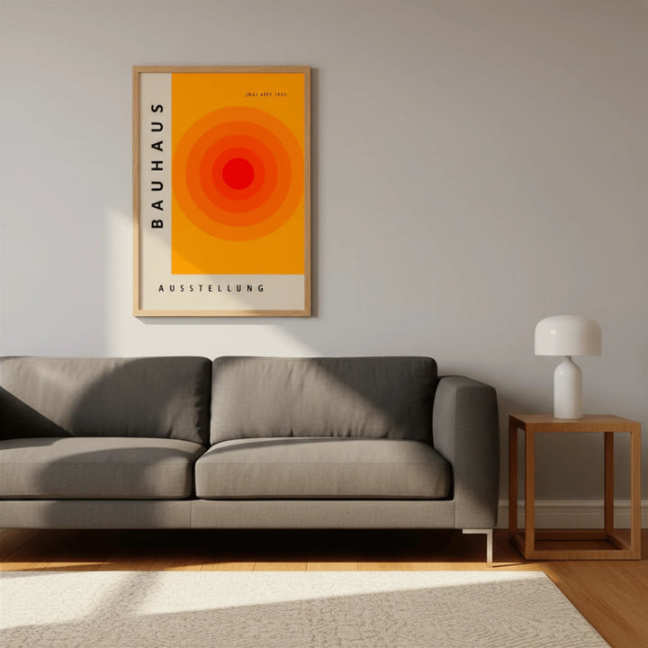 Affiche Bauhaus en situation sur un mur décoratif
