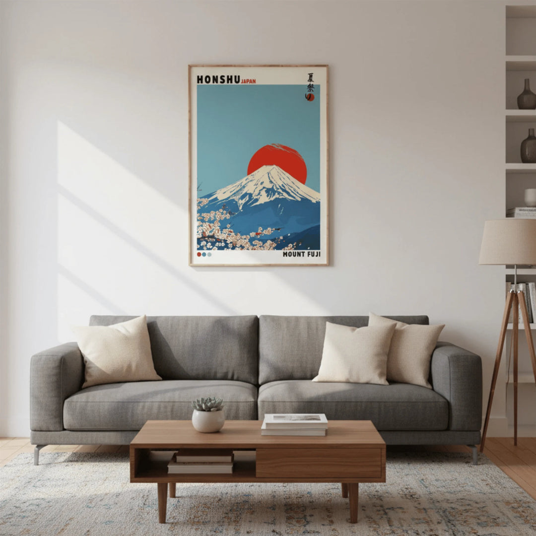Affiche Japonaise en situation sur un mur décoratif