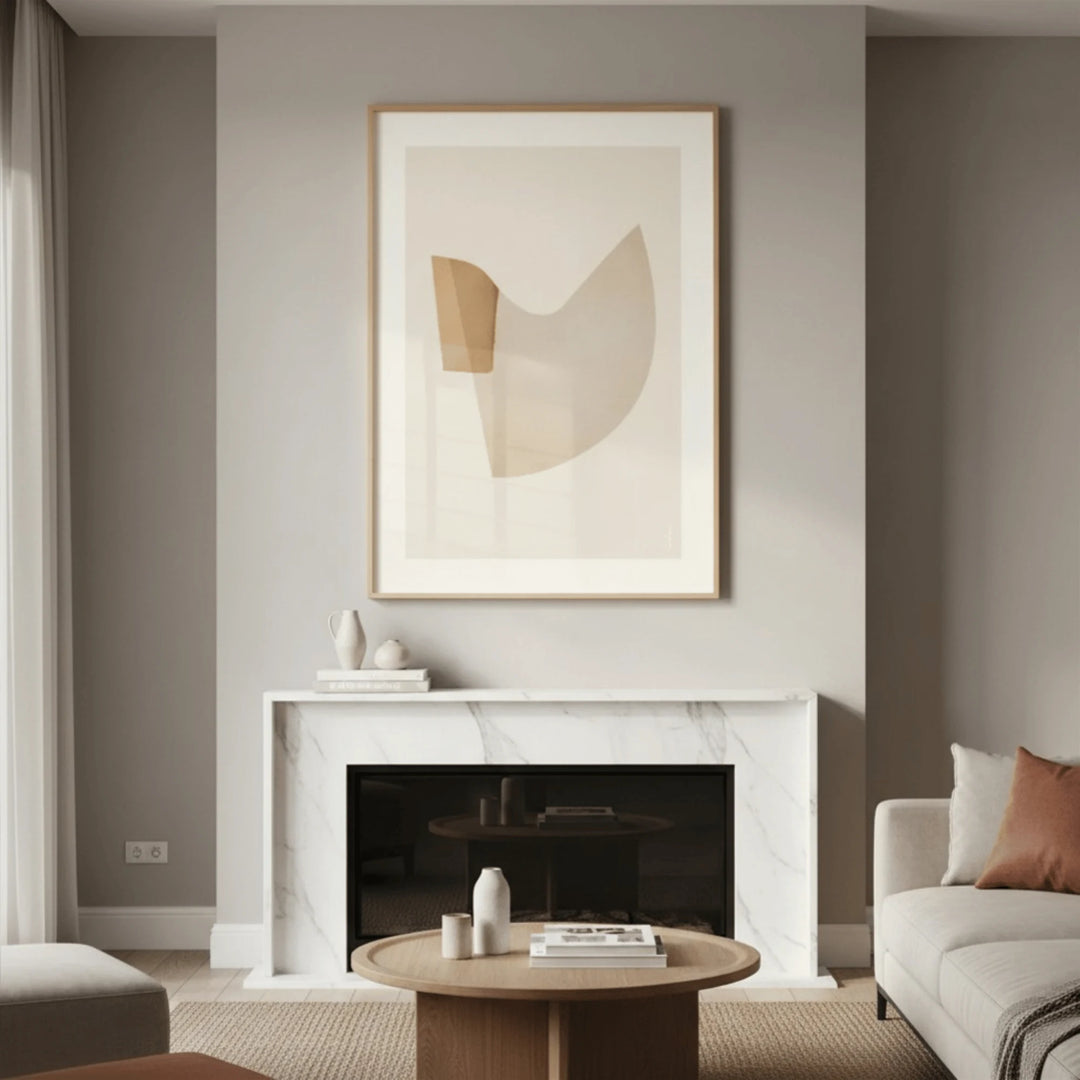 Affiche Minimaliste en situation sur un mur décoratif