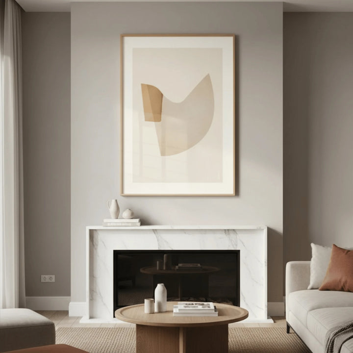 Affiche Minimaliste en situation sur un mur décoratif