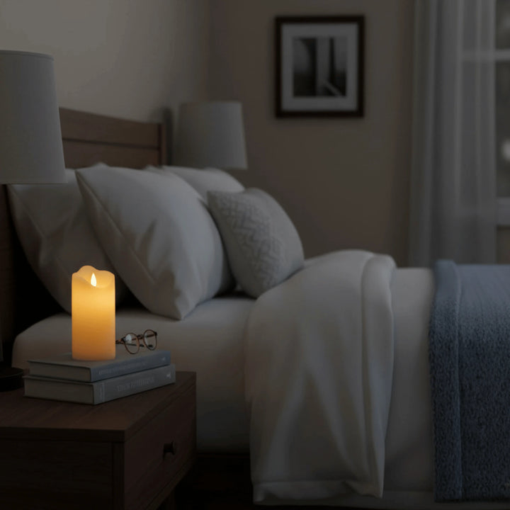 Bougie à LED en situation dans une décoration intérieure