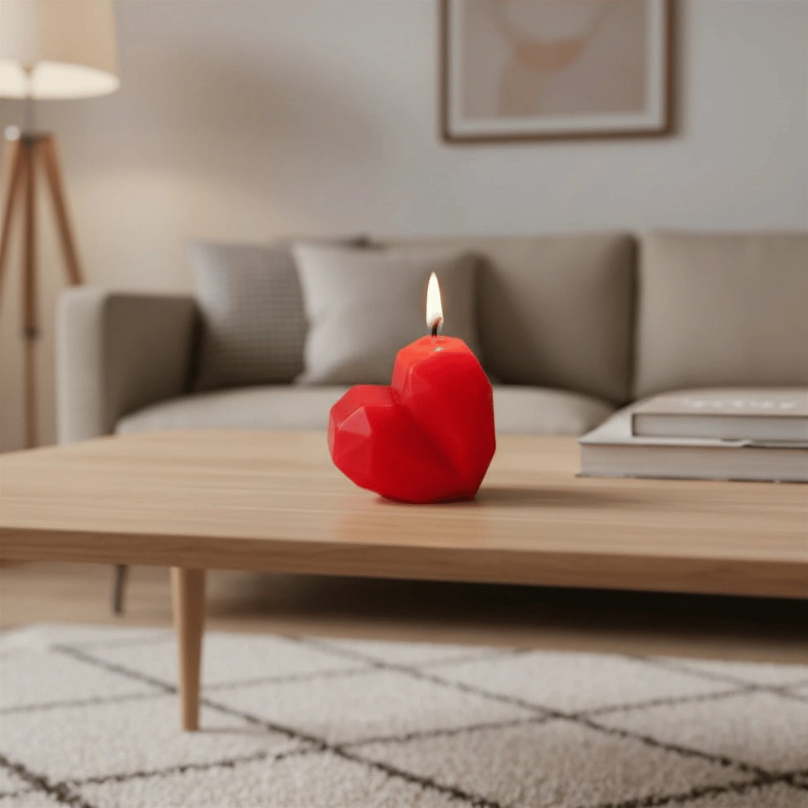 Bougie Cœur en situation dans une décoration intérieure