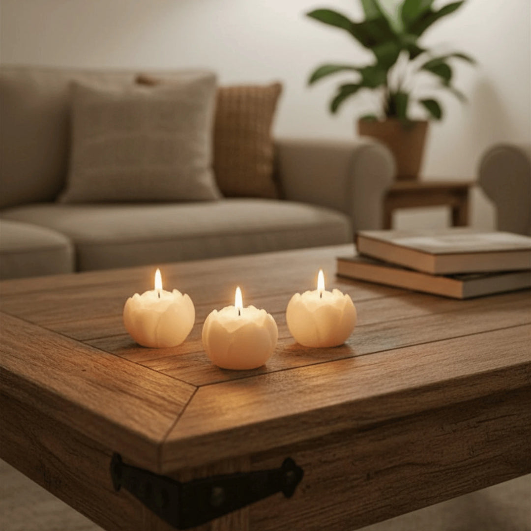 Bougie Fleur en situation dans une décoration intérieure