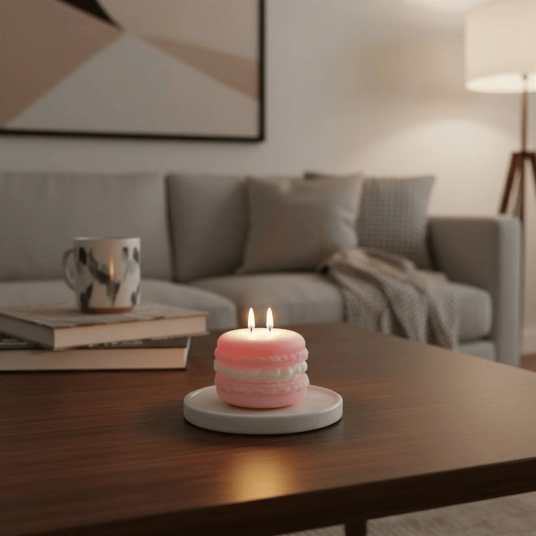 Bougie Macaron en situation dans une décoration intérieure