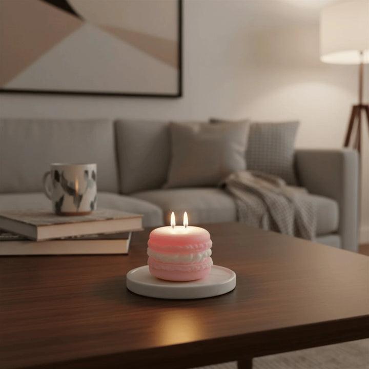Bougie Macaron en situation dans une décoration intérieure
