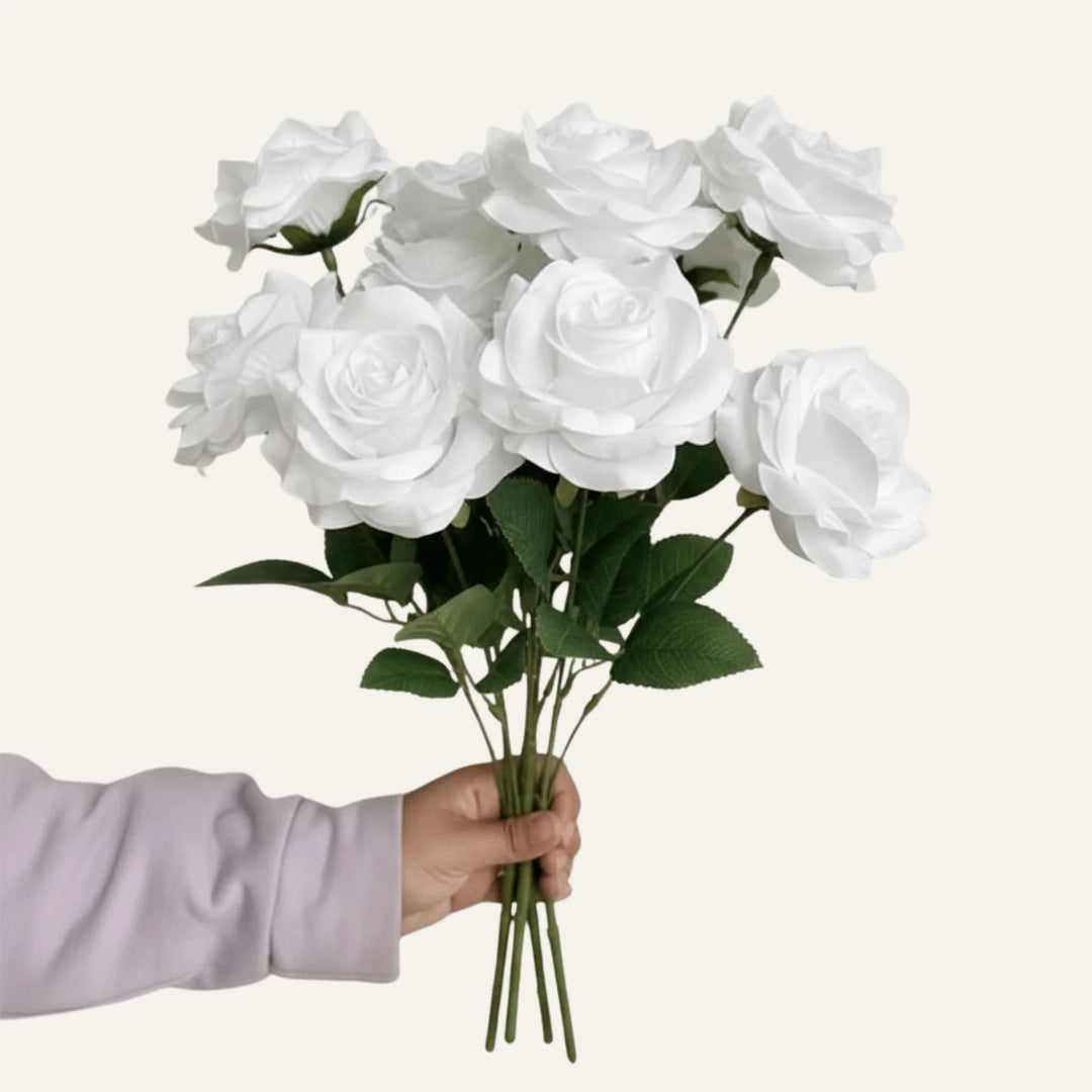 Bouquet de Roses Artificielles blanc