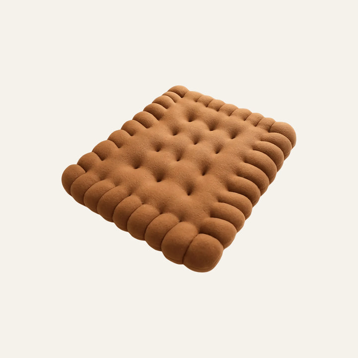 Coussin Biscuit carré marron