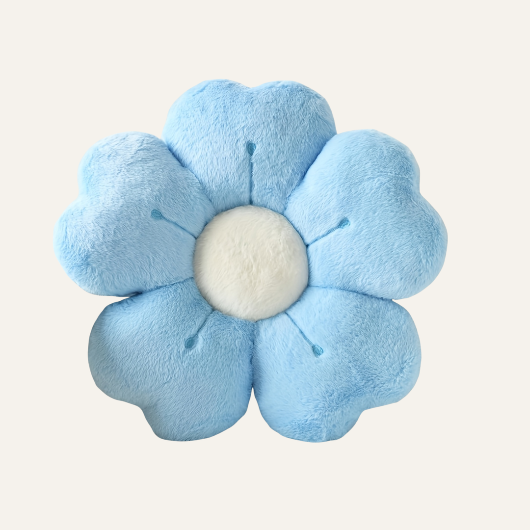 Coussin Fleur jaune et bleu