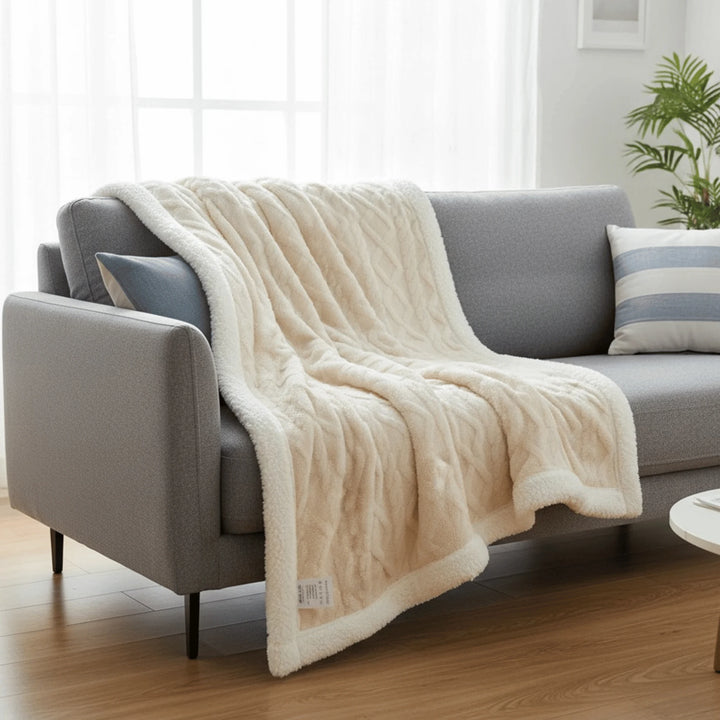 Couverture Chaude en situation sur un canapé ou un lit