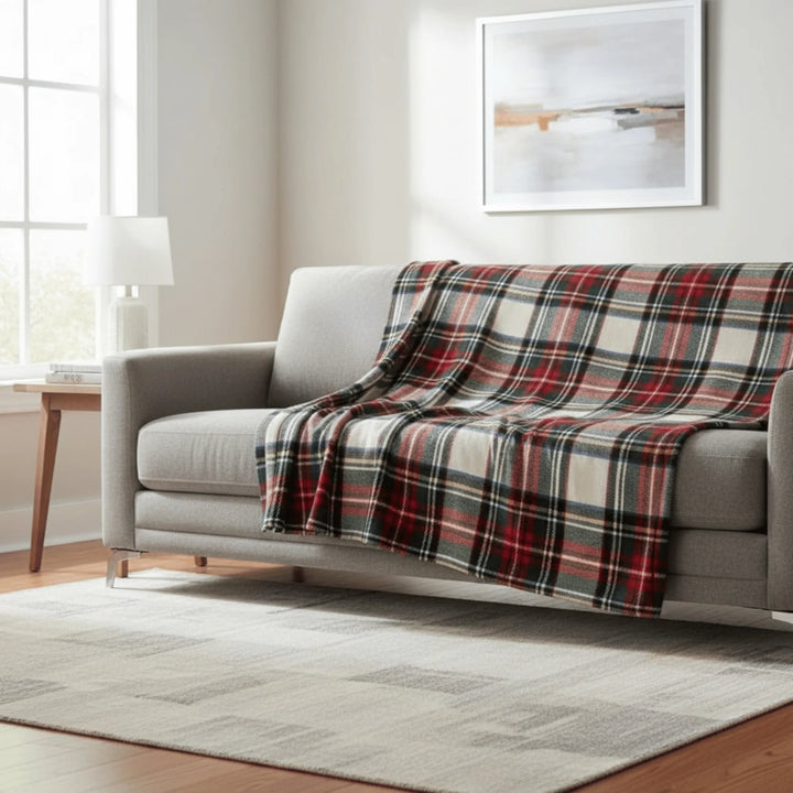 Couverture Flanelle en situation sur un canapé ou un lit