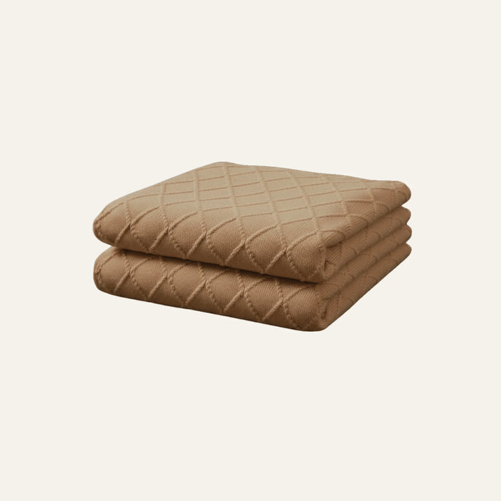 Couverture Tricotée marron