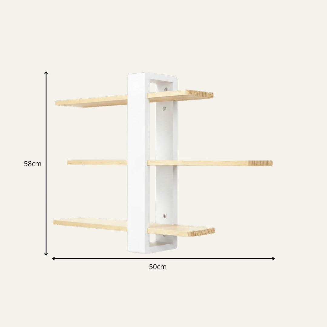 Dimensions de étagère murale blanche et bois