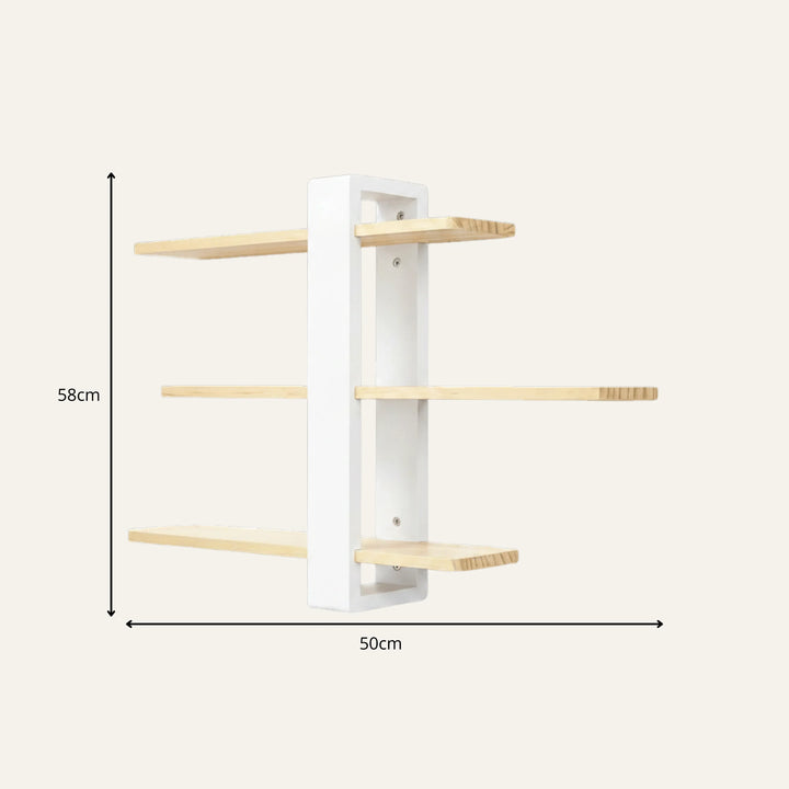 Dimensions de étagère murale blanche et bois