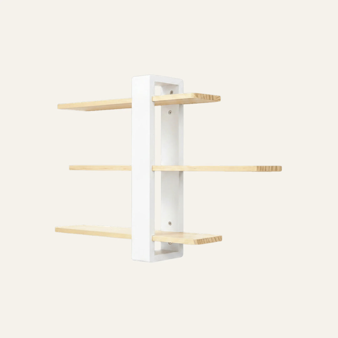 Étagère Murale Blanche et Bois vue produit pour rangement mural