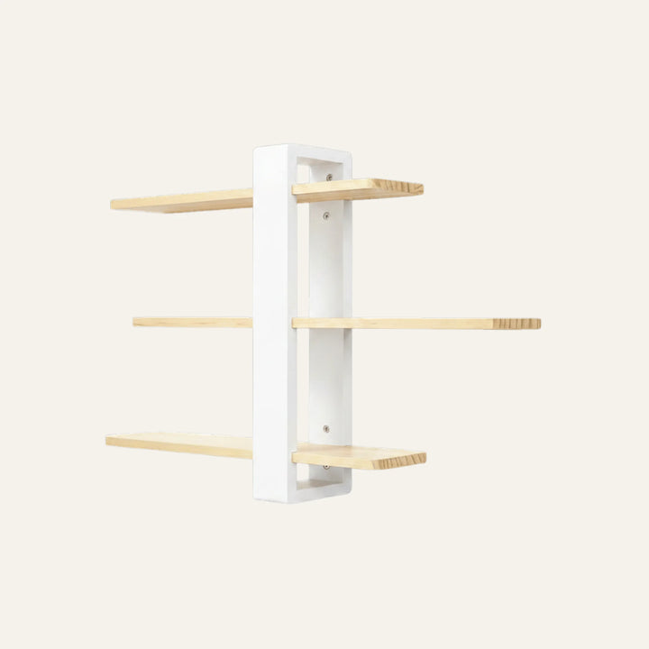 Étagère Murale Blanche et Bois vue produit pour rangement mural