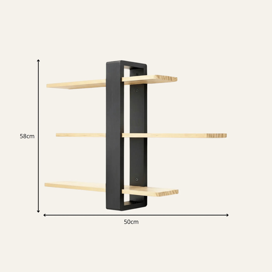 Dimensions de étagère murale noire et bois