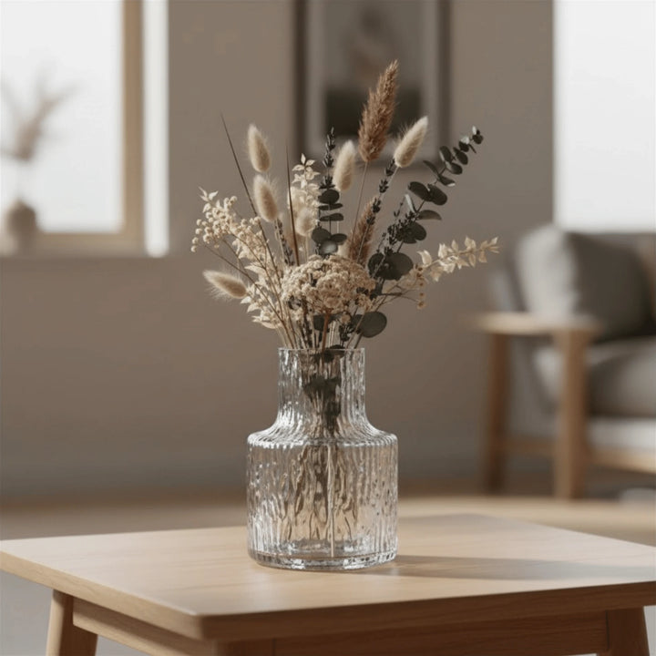 Grand Vase en Verre Transparent en situation sur une table ou une étagère