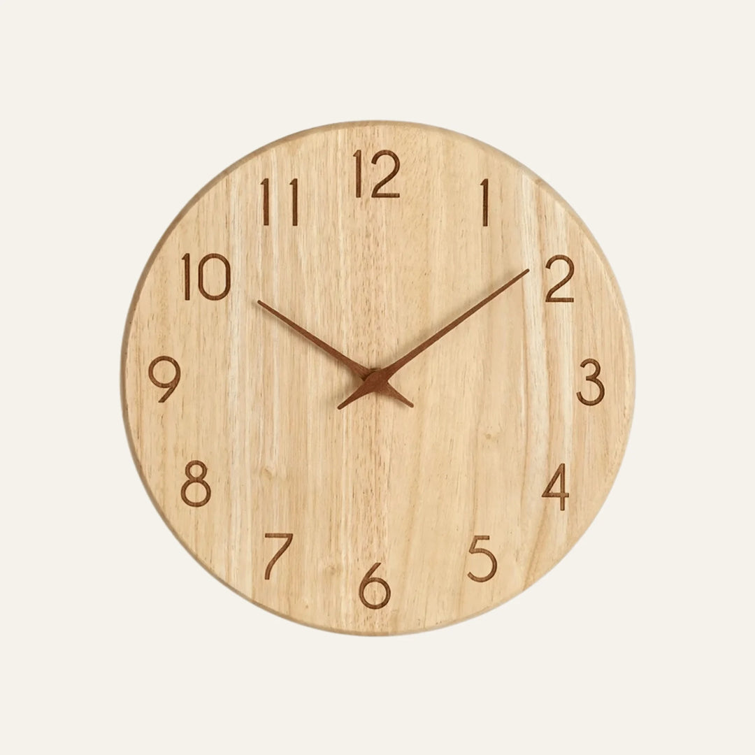 Vue produit de horloge murale en bois pour décoration murale