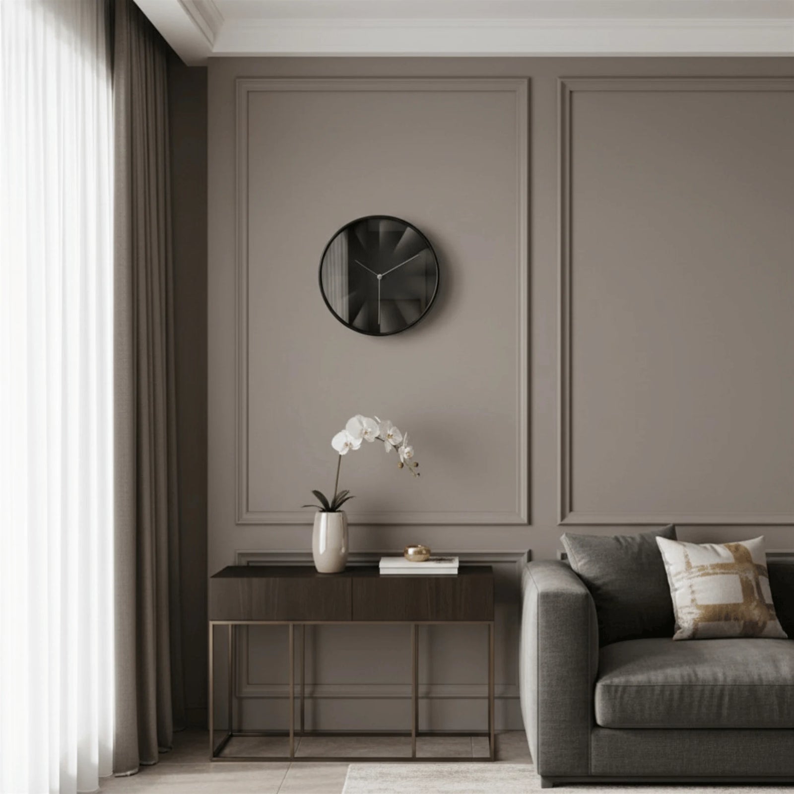 Horloge Murale Design Luxe en situation sur un mur intérieur