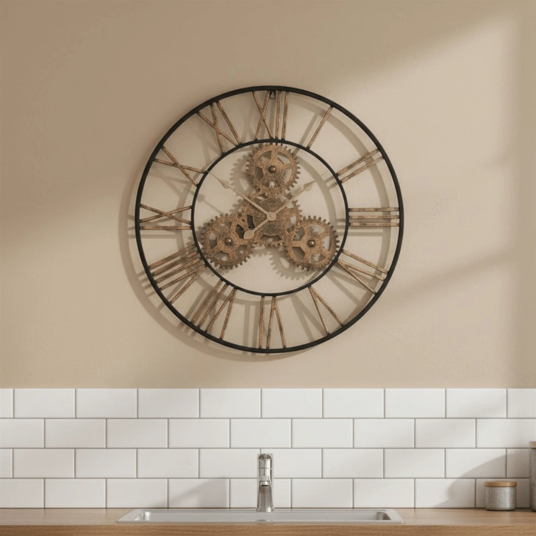 Horloge Murale Industrielle en situation sur un mur intérieur