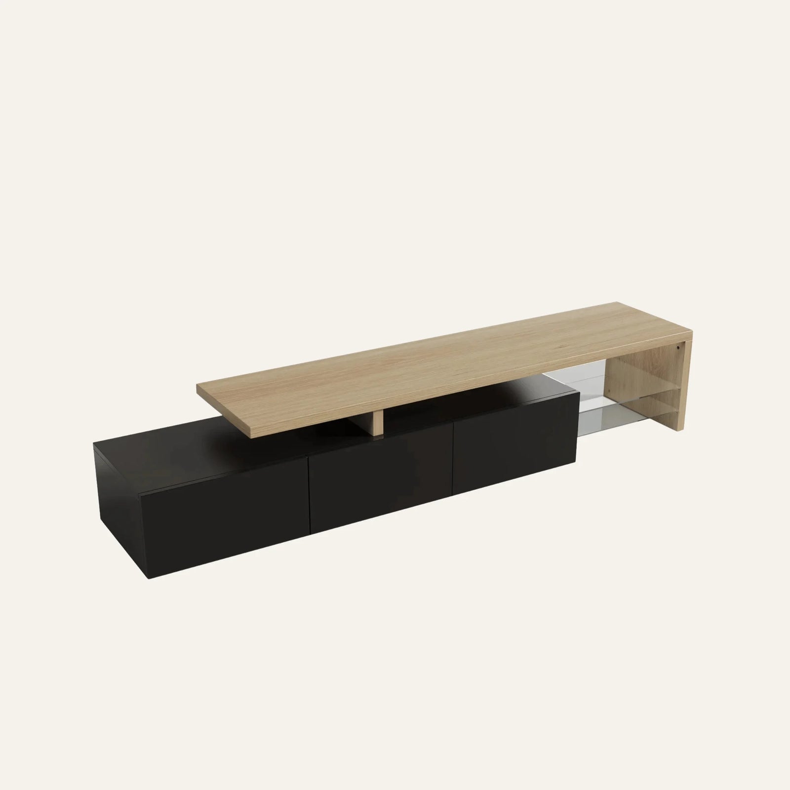 Meuble TV Noir vue produit pour le salon