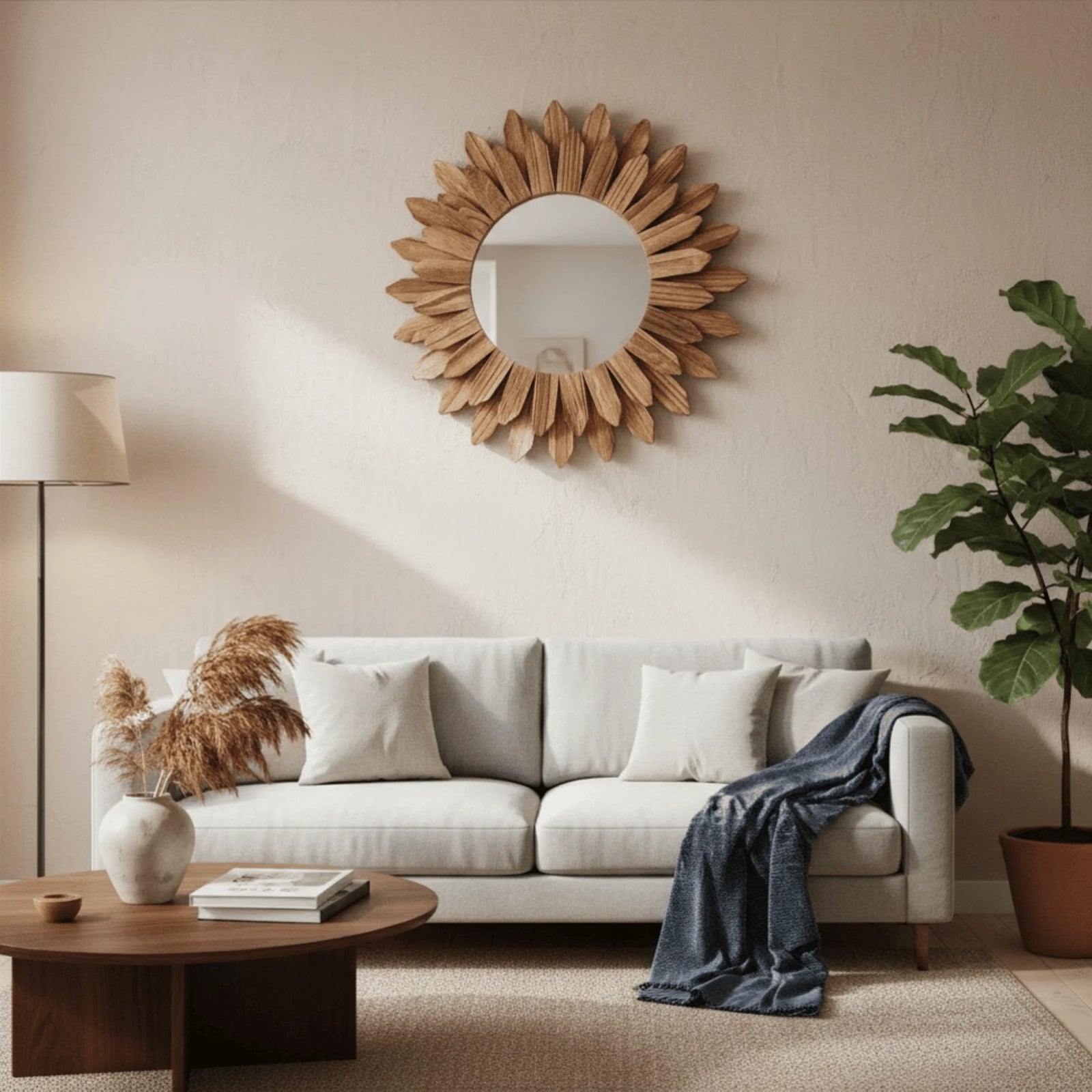 Miroir Mural Tournesol en situation sur un mur intérieur