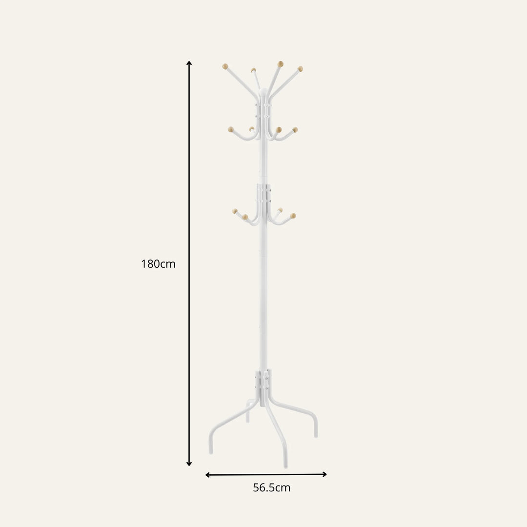 Dimensions de porte-manteau sur pied blanc