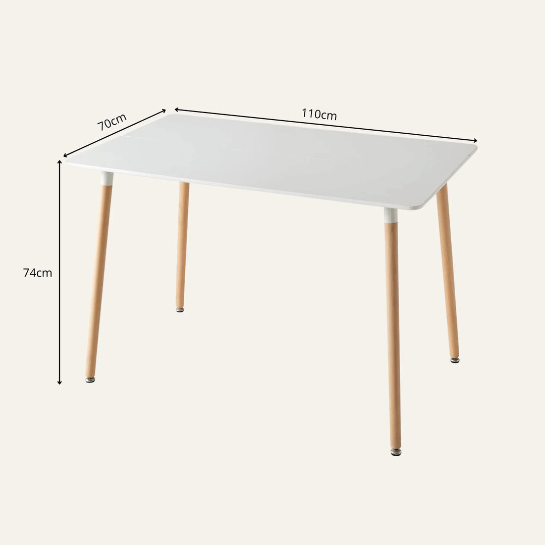 Dimensions de table à manger bois et blanc