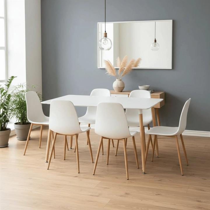 Table à Manger Bois et Blanc mis en scène dans une salle à manger