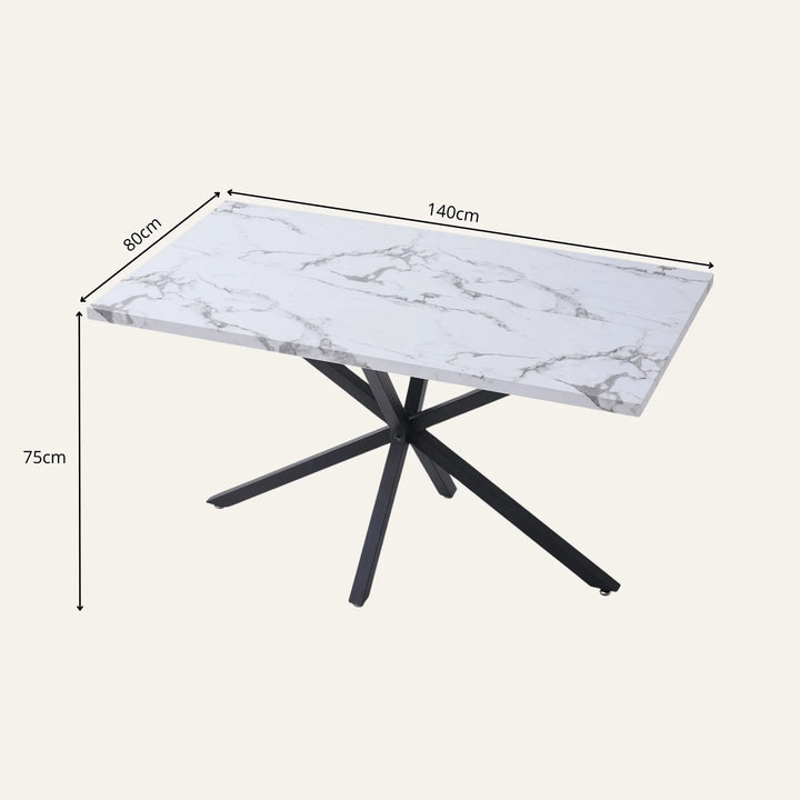 Dimensions de table salle à manger effet marbre