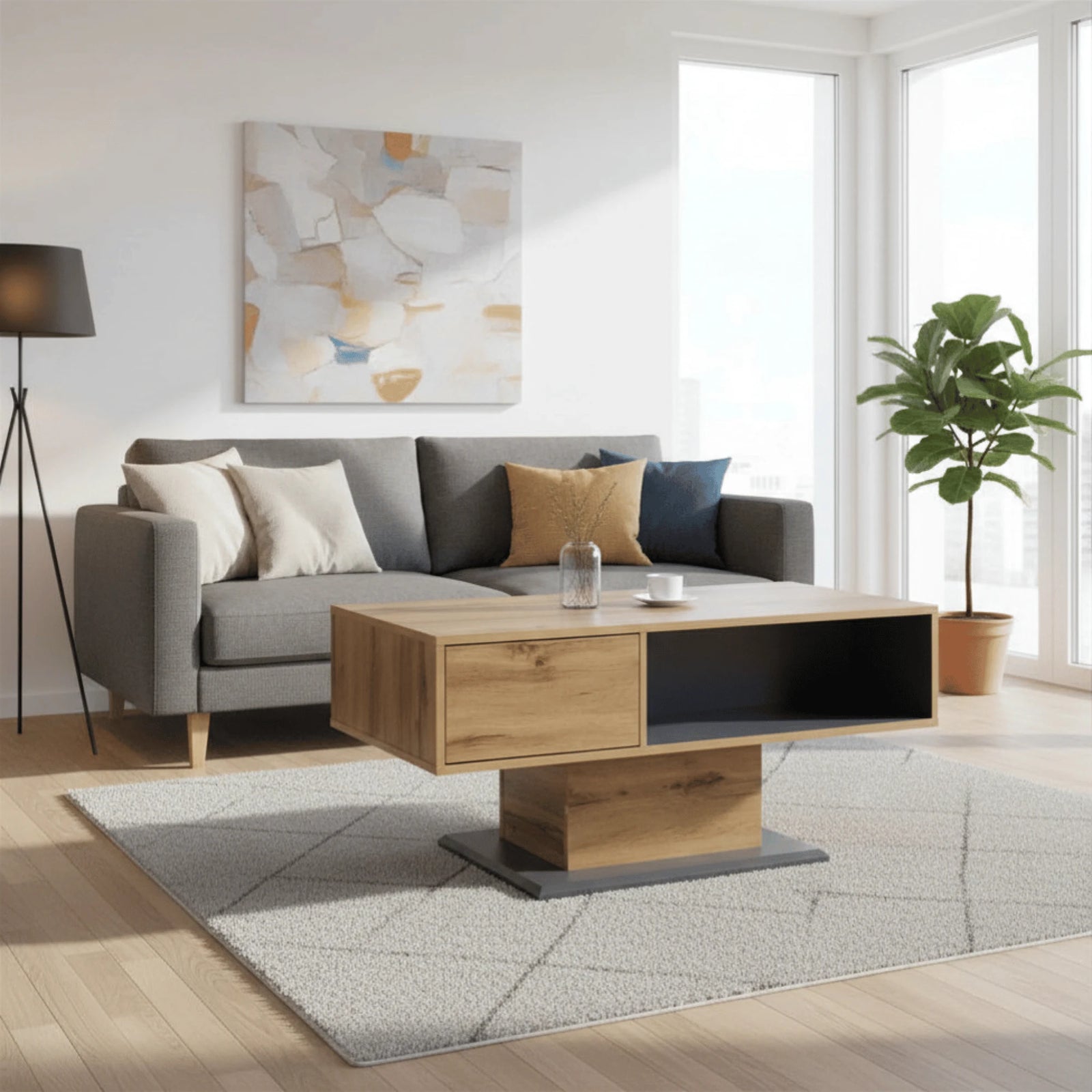 Table Basse avec Rangements mis en scène dans un salon