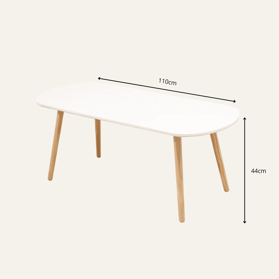 Dimensions de table basse blanc et bois