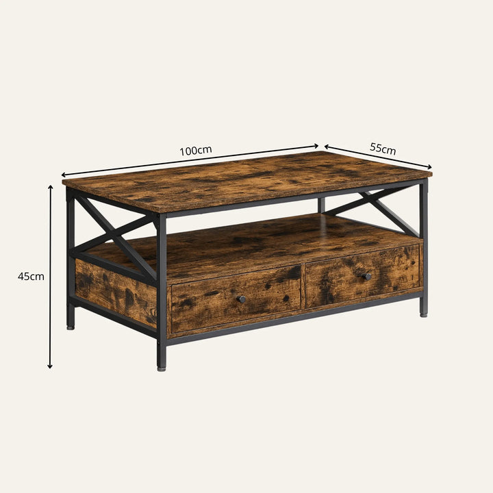 Dimensions de table basse bois vintage