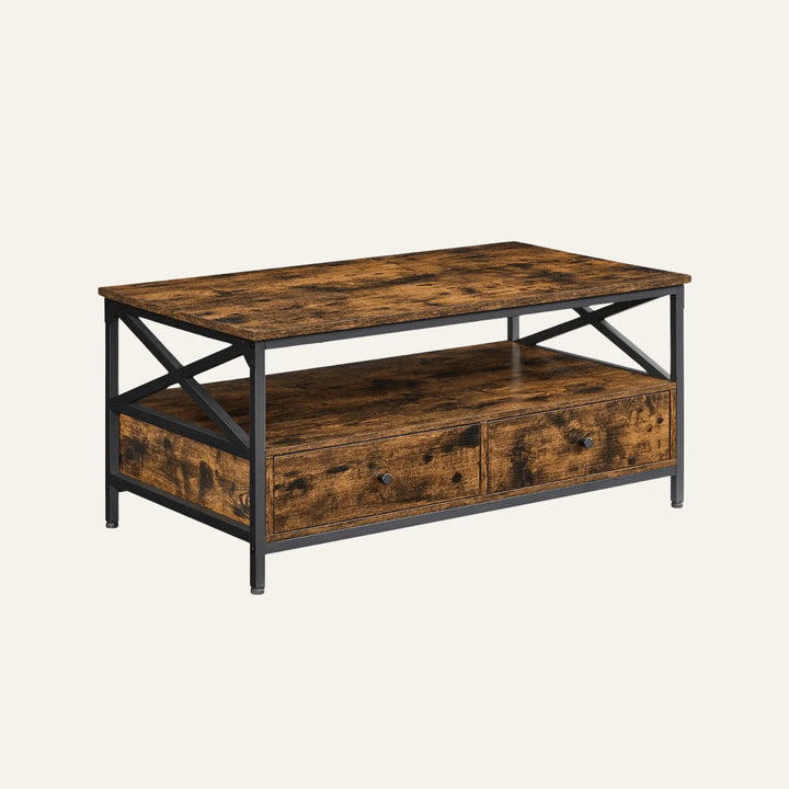 Table Basse Bois Vintage vue produit pour le salon