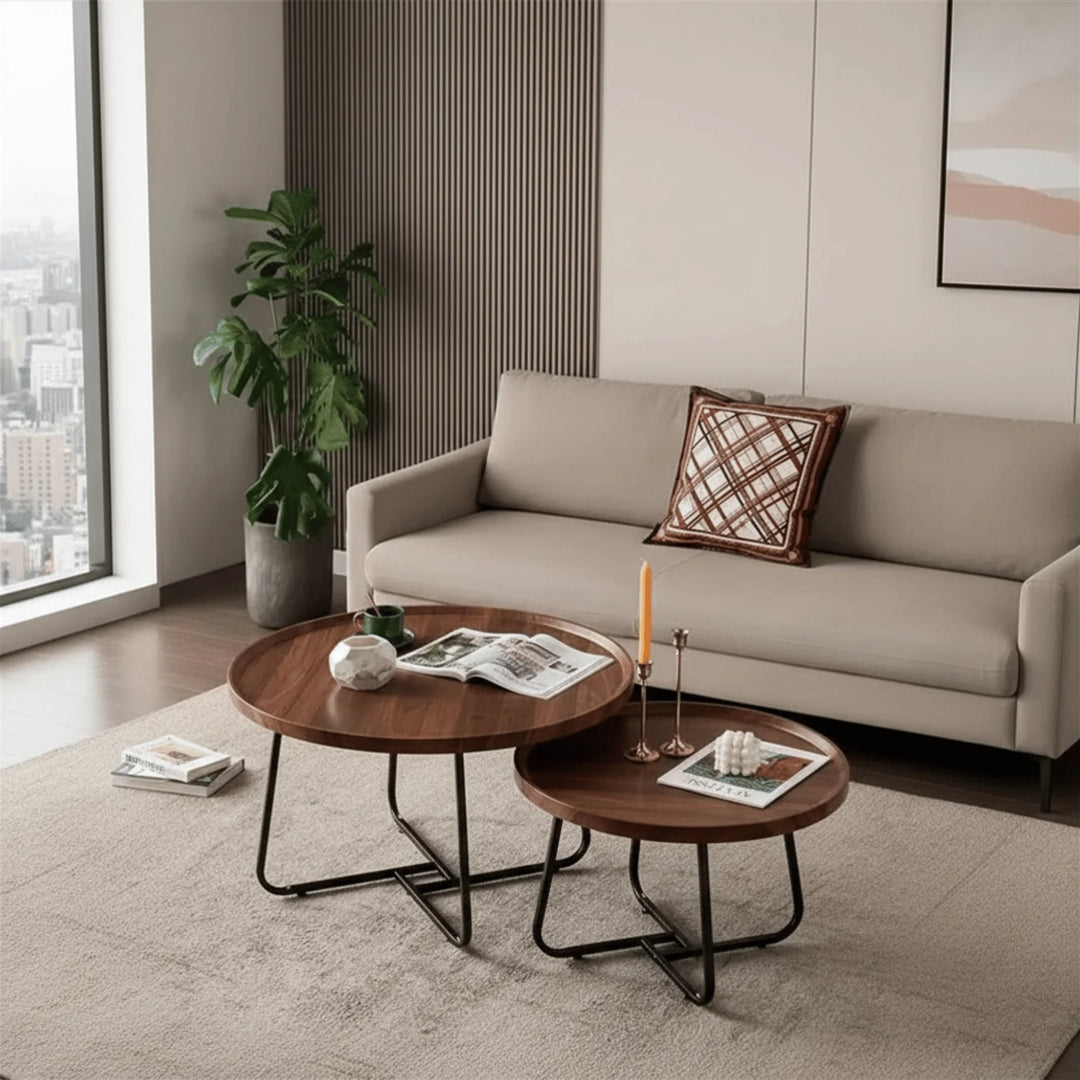 Table Basse Gigogne Ronde mis en scène dans un salon