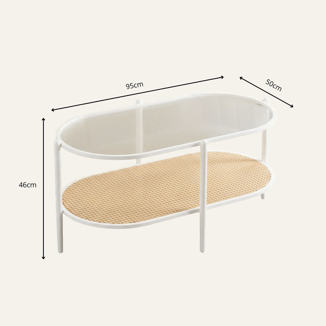Dimensions de table basse ovale blanche