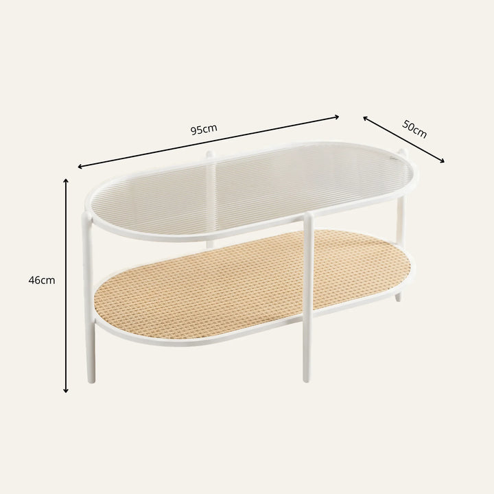 Dimensions de table basse ovale blanche