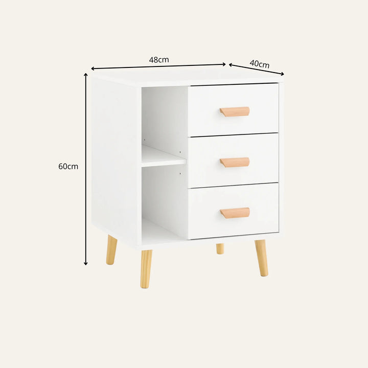 Dimensions de table de chevet 3 tiroirs