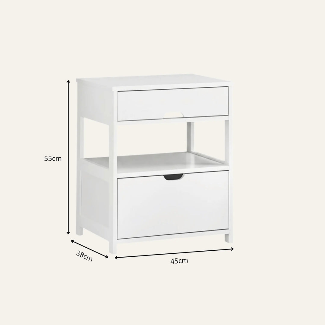 Dimensions de table de chevet blanche