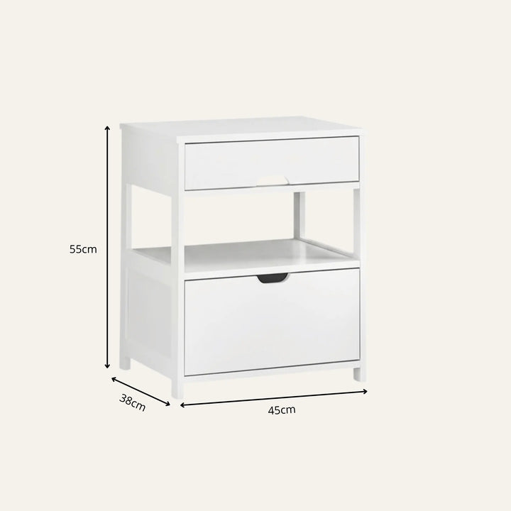 Dimensions de table de chevet blanche
