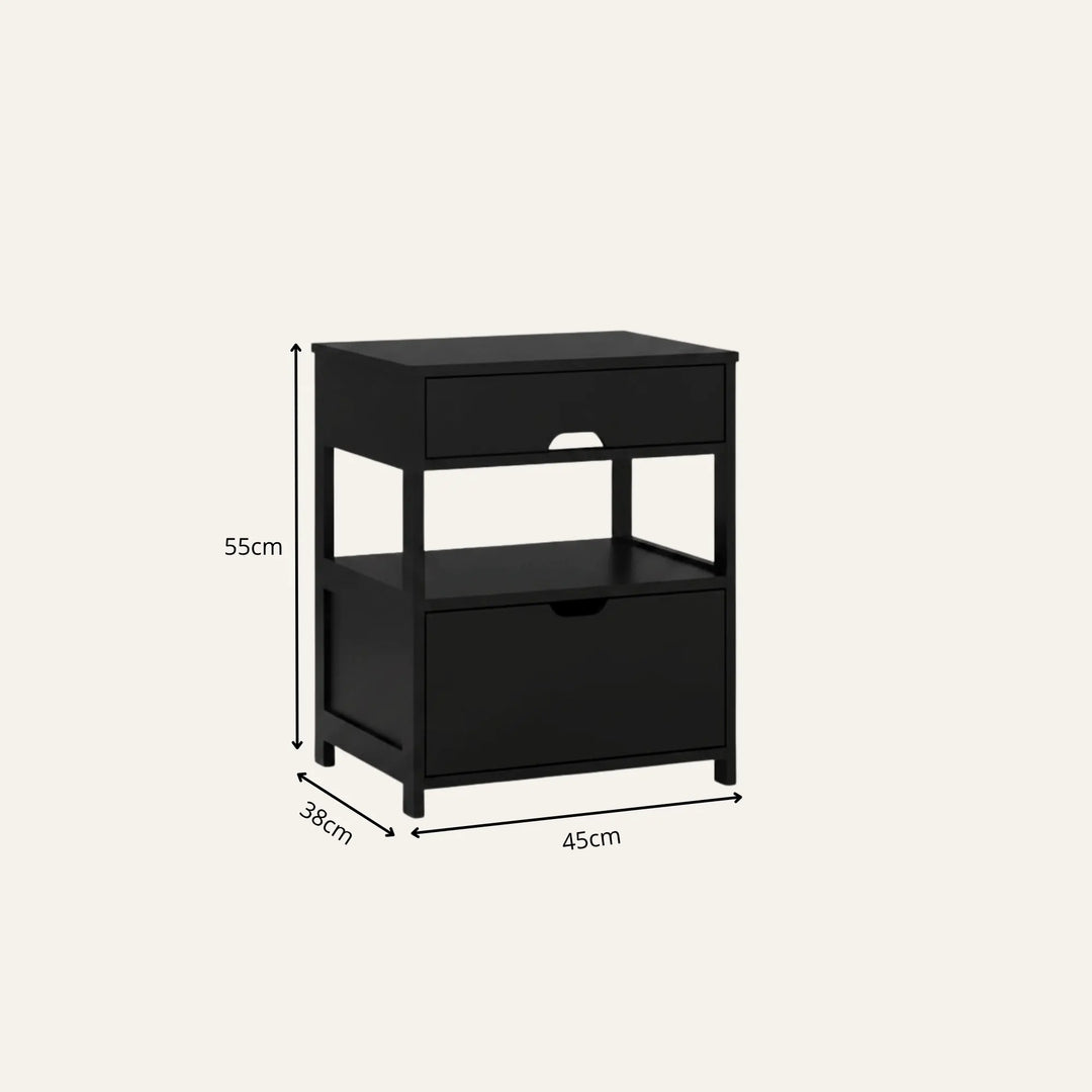Dimensions de table de chevet noire