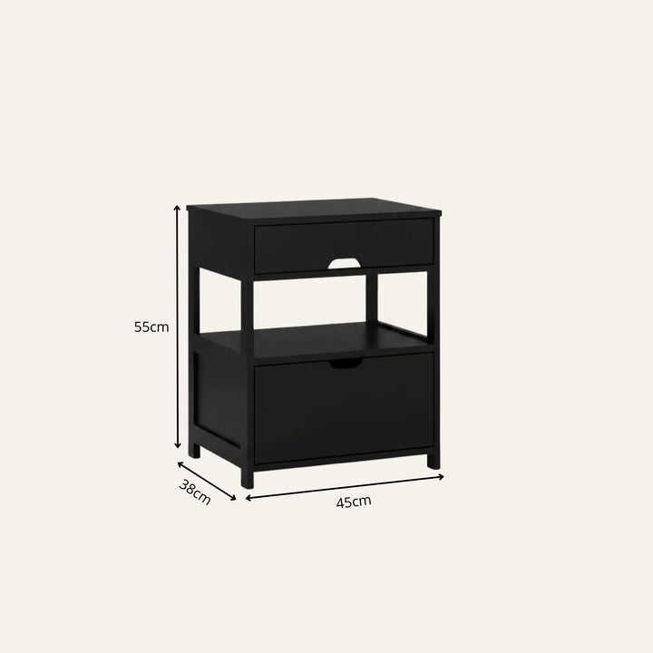 Dimensions de table de chevet noire