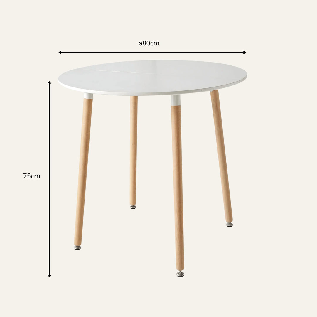 Dimensions de table ronde bois et blanc