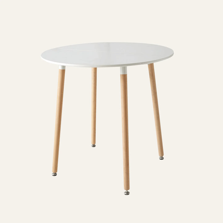 Table Ronde Bois et Blanc vue produit pour la salle à manger