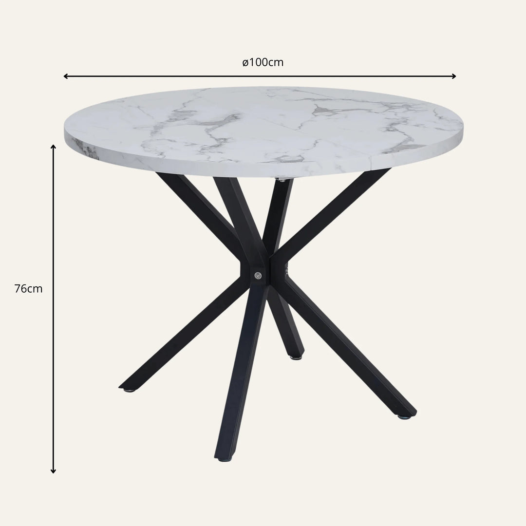 Dimensions de table ronde effet marbre