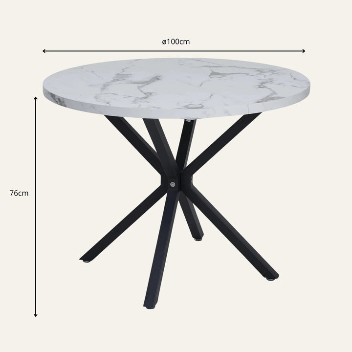 Dimensions de table ronde effet marbre