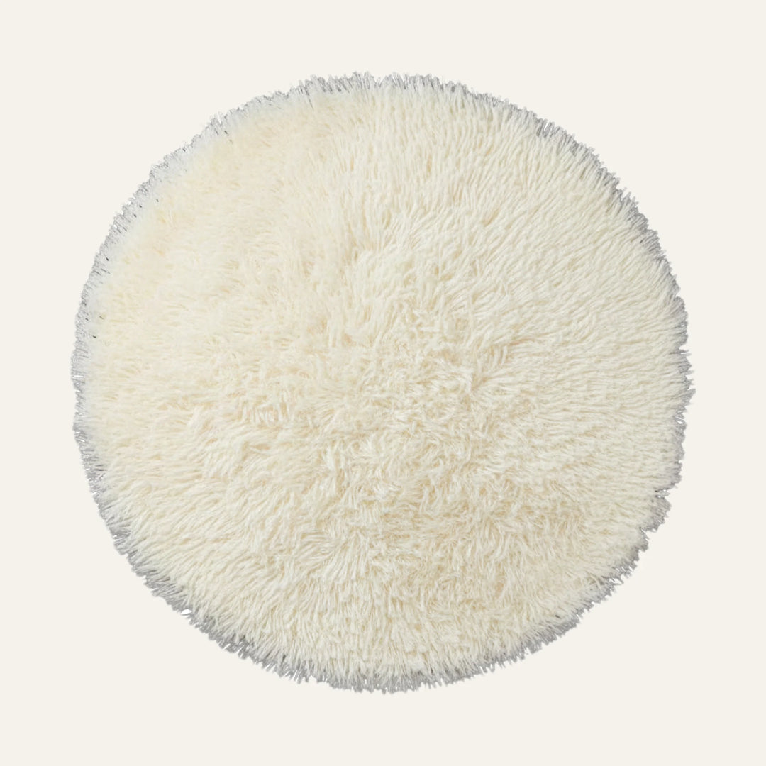 Tapis Rond Poil Long crème