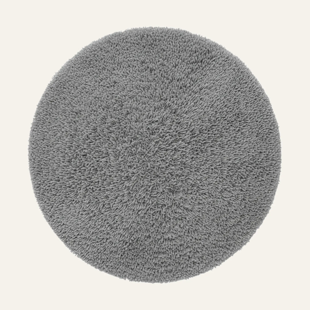 Tapis Rond Poil Long gris