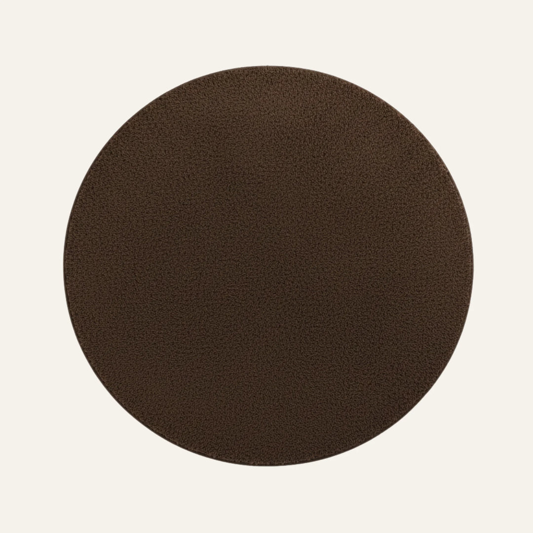 Tapis Rond Poil Ras marron foncé
