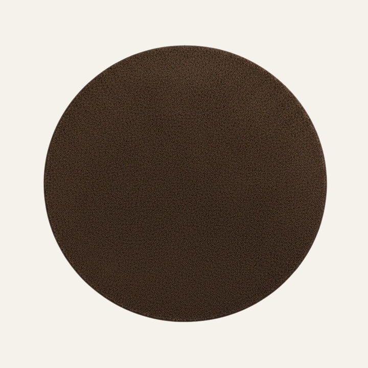 Tapis Rond Poil Ras marron foncé